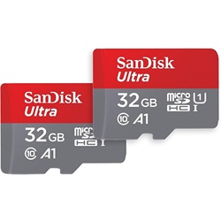 SanDisk Ultra 32 GB microSDHC Memory Card + SD Adapter im Doppelpack für 9,99€ (Vergleich: 16,70€)
