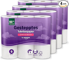 by Amazon Toilettenpapier, 3-lagig Gestepptes, Samtig Weich, 36 Rollen für 13,70€