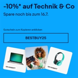 eBay: 10% Rabatt auf ausgewählte Technik & Co.