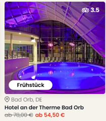 1 Nacht im Hotel an der Therme Bad Orb inkl. Frühstück & Thermeneintritt ab 54,50€ pro Person