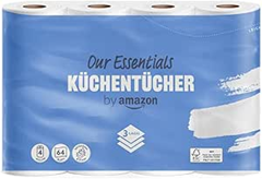 4 x by Amazon Küchenrolle, 3-lagig, 4 Rollen (4 Rollen, 1-er Pack), 64 Blätter pro Rolle, FSC-Zertifiziert für 8,73€ (= 2,18€ pro Pack)