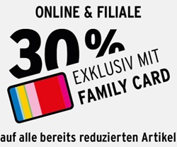 Ernstings Family: 30% Rabatt auf alle bereits reduzierten Artikel als Family Card Inhaber