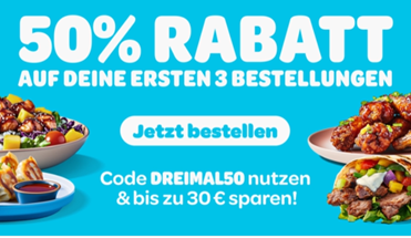 Wolt – bis zu 50% Rabatt auf 3 Bestellungen für Neukunden!