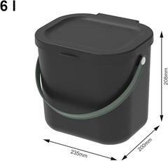 Rotho Albula Biomülleimer 6l (Schwarz) für 7,77€ (Vergleich: 11,32€)