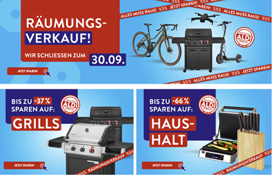 Aldi schließt den Onlineshop: Räumungsverkauf bis zum 30.09.