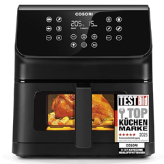 COSORI Airfryer Heißluftfritteuse 6,2L mit Sichtfenster für 89,99€ (Vergleich: 135,50€)