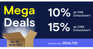 Conrad: 10% Rabatt ab 119€ oder 15% Rabatt ab 238€