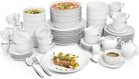 SÄNGER | Tafelservice New Port weiß, 86-teilig für 12 Personen, für 144,49€ (Vergleich: 174,07€)