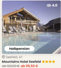 Mountains Hotel Seefeld ab 99,50€ pro Person für 1 Nacht inklusive Halbpension & Wellnessbereich
