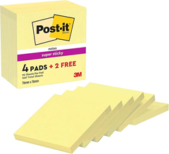 Post-it Super Sticky Notes Kanariengelb (6er-Pack) für 5,93€ (Vergleich: 9,49€)