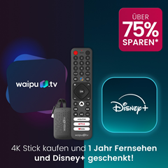 [Super] waipu.tv 4K Stick mit Perfect Plus und Disney+ Jahrespaket für 64,98€ Gesamtkosten
