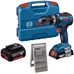 Bosch GSB 18V-55 BL Akku-Schlagbohrschrauber mit Bitset & 2 Akkus (2AH und 4 Ah) für 175,90€ (Vergleich: 223,95€)