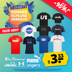 SportSpar: T-Shirt Sommerschlussverkauf ab 3,33€