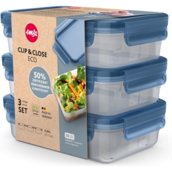 Emsa Clip & Close Eco Frischhaltedosen-Set, 3-teilig, je 0,8 L für 11,89€ (Vergleich: 18,44€)