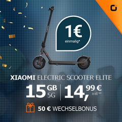 Xiaomi Scooter Elite (Vergleich 329€) für 1€ mit 15GB 5G Daten, SMS und Sprachflat im Otelo Tarif (Vodafone) für 14,99€/Monat + 50€ Wechselbonus