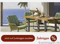 Zurbrüggen: 50% Rabatt auf fast alle Gartenmöbel + 20% Extra-Rabatt