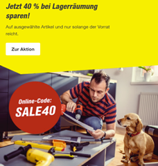 Lager-Räumung bei toom: 40% Rabatt auf ausgewählte Artikel, so z.B. Weber Gasgrill ‚Spirit II E-310 GBS‘ für 391,35€ (VG: 458,95€)