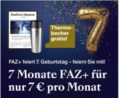 7 Monate FAZ+ für je 7€/Monat (anstatt 25,80€/Monat) + gratis Emsa Travel Mug
