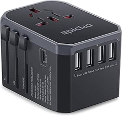 EPICKA Universal Reiseadapter mit 4 USB-A Anschlüssen und 1 USB-C Anschluss für 12,59€