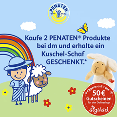 2 Penaten Produkte bei DM kaufen + gratis Sigikid Schaf Sweety (Vergleich: 12,47€) erhalten