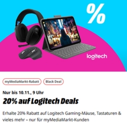 MediaMarkt: 20% Rabatt auf rund 170 Artikel von Logitech