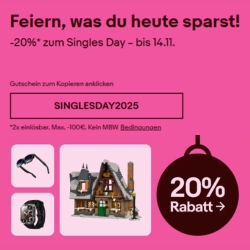 eBay: 20% Rabatt zum Singels Day
