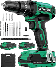 KUZUPRO Akkuschrauber 21V (mit 2 Akkus & Zubehör) für 27,99€