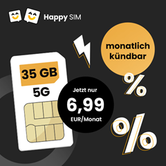 HappySIM: 5G Tarife (bis 50GB, o2) ab 5,99€/Monat + 2 Freimonate geschenkt