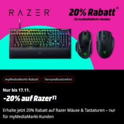 MediaMarkt: 20% Rabatt auf rund 40 Mäuse und Tastaturen von Razer