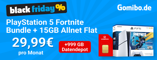 PlayStation 5 Slim (Fortnite Bundle) gratis mit Vodafone Smart Entry (25 GB 5G) ab 24,99€/Monat (GigaKombi) + 100€ Bonus + 999GB Datendepot