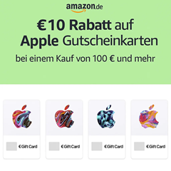 10€ Amazon Aktionsguthaben geschenkt, wenn ihr eine Apple Gift Card für mindestens 100€ kauft