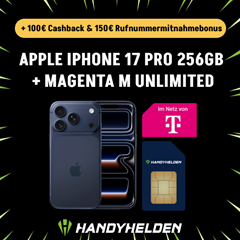 Apple iPhone 17 Pro (256GB) für 339€ mit Telekom Magenta M (Unlimited) für 49,95€ im Monat + 250€ Bonus
