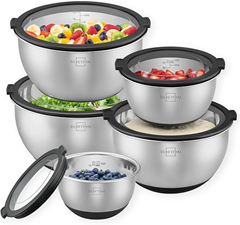 SILBERTHAL Edelstahl Schüssel-Set (5-tlg. mit Deckel & Skala) für 50,48€ (Vergleich: 64,95€)
