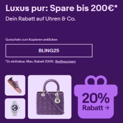 eBay: 20% auf Uhren, Damenhandtaschen & Sneaker