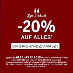 Schiesser: 20% Rabatt auf alle Artikel im Onlie-Shop