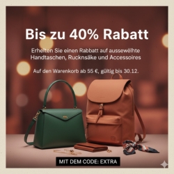 eSchuhe: bis zu 40% + 10% Extra-Rabatt auf Handtaschen , Rucksäcke und Accessoires