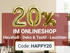 Zurbrüggen: 20% Rabatt auf Haushalt, Deko & Textil sowie Leuchten