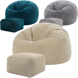Icon Kingston Sitzsack-Set mit Hocker (Cord, diverse Farben) für nur 79,99€ (Vergleich: 99,99€)