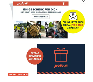 POLO Motorrad: 20% Rabatt auf Geschenkkarten