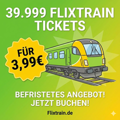 FlixTrain: 39.999 Tickets für 3,99€ (Reisezeitraum 07.01.2026 – 26.03.2026)