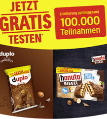 duplo Chocnut UND hanuta Riegel kostenlos probieren
