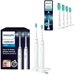 Philips Sonicare 3100 Schallzahnbürsten Doppelpack (weiß) inkl. 4 zusätzlichen C1 ProResults Bürstenköpfen für 66,98€ (Verleich: 78,88€)