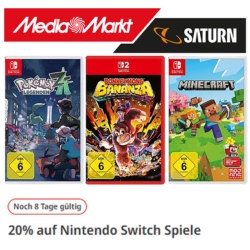 MediaMarkt: 20% Rabatt auf Nintendo Switch & Switch 2 Games