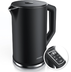 Arendo ELEGANT Edelstahl-Wasserkocher (1,5L, Temperatureinstellung, Doppelwand) für 29,74€ (Vergleich: 39,49€)