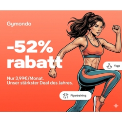 Gymondo: 52% Rabatt auf das 12-Monatspaket oder 50% Rabatt auf das 6-Monatspaket