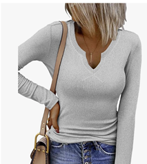 ZEAGOO Langarmshirt Damen V-Ausschnitt (Slim Fit) dank 50% Gutschein für 6,22€