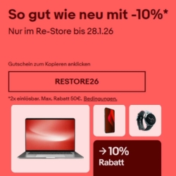eBay: 10% Rabatt auf Re-Store Artikel
