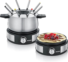 SEVERIN Fondue-Crêpes-Kombination (FO 2471, 1500W, Edelstahl) für 34,99€ (Vergleich: 47,95€)
