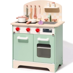 ROBUD Kinderküche aus Holz (mit Zubehör & Schneide-Gemüse) für 42,00€ (Vergleich: 101,36€)
