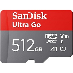 SanDisk Ultra Go microSDXC Speicherkarte 512GB (inkl. Adapter, 150 MB/s) für 31,99€ (Vergleich: 42,39€)